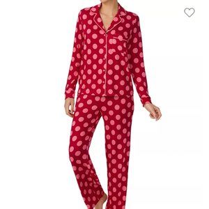 kate spade fuscia rose red pink polka dot pajamas pj set size medium nwt